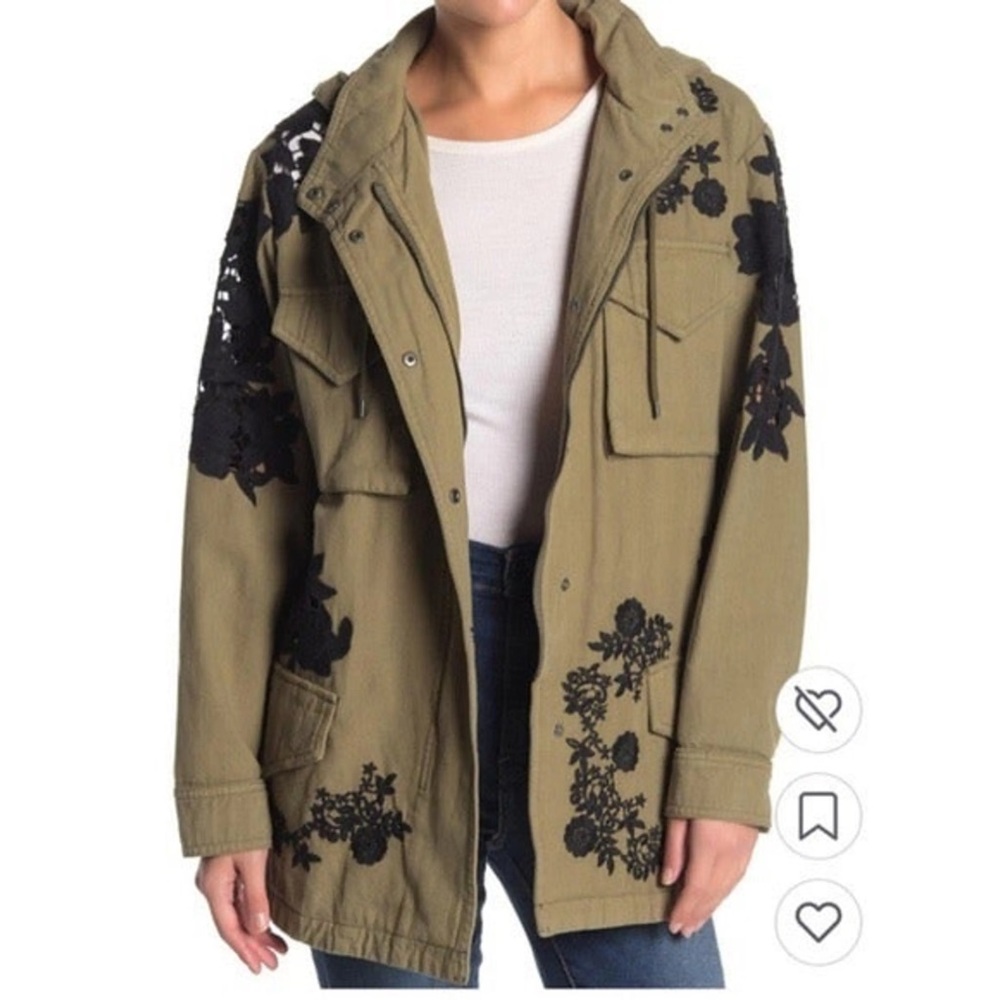 Alice + Olivia - Floral Military Jacket - Appliqué - Army Green